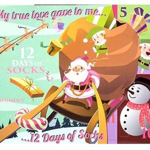 Santa's Sleigh 12 Days of Socks Advent Calendar-NEW--Women's size 4-10